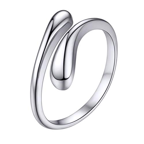 PROSILVER 925er Silber Ring für Damen Wassertropfen Form Offener Ring hochglanzpoliert Open Ring Phantasie Ring Schmuck für Frauen Mädchen von PROSILVER