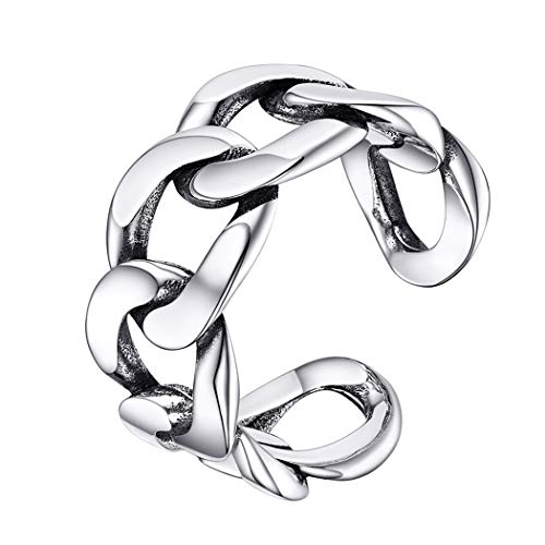 PROSILVER 925er Sterlingsilber Offener Ring für Damen Herren 8,5mm breit Bandring Hip Hop Stil Panzerring Cuban Link Design Band Ring Accessoire von PROSILVER