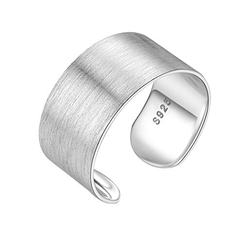 PROSILVER Breiter Ring 925 Silber für Männer Frauen - verstellbar gebürstet Band Ring 10mm breit matt Offener Ring Schmuck Accessoire für Mädchen Jungen von PROSILVER