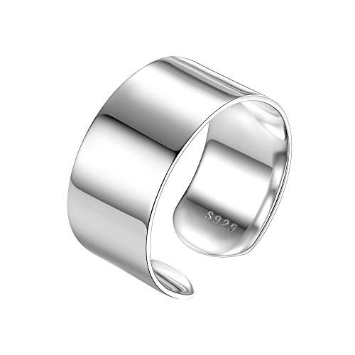 PROSILVER Breiter Ring 925 Silber für Männer Frauen - verstellbar hochglanzpoliert Band Ring 10mm breit Offener Ring Schmuck Accessoire für Mädchen Jungen von PROSILVER