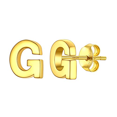 PROSILVER Buchstabe G Ohrstecker Stud Ohrringe Damen Herren klassische 18k vergoldet Silber Initiale Alphabet Ohrringe Ohr Piercing Ohrschmuck Accessoire für Party Geburtstag von PROSILVER