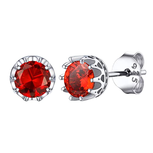 PROSILVER Damen 925er Silber Juli Geburtsstein Ohrringe Krone Ohrstecker mit Funkelnden Zirkonia Ohr Piercing Schmuck Accessoire für Geburtstag Valentinstag von PROSILVER