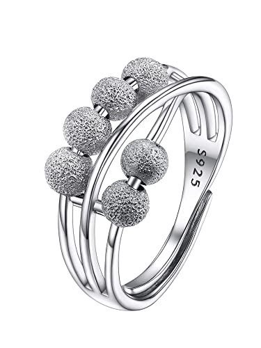 PROSILVER Damen Anxiety Ring 925 Silber Spinner Ring mit Perlen Verstellbar Fidget Ring Angst Ring Schmuck Accessoire für Frauen PROSILVER Damen Anxiety Ring 925 Silber Spinner Ring mit Perlen Verstellbar Fidget Ring Angst Ring Schmuck Accessoire für Frauen von PROSILVER