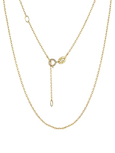 PROSILVER Damen Feine Halskette 925 Gold Kette 1,1mm Ankerkette Gliederkette 46cm 22k vergoldet Minimalist Schmuck Accessoire für Mutter Tochter von PROSILVER