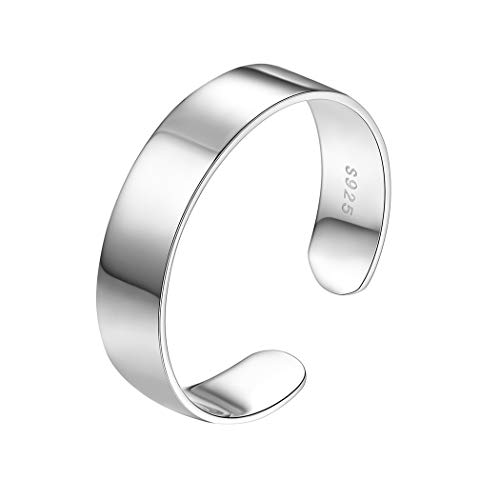 PROSILVER Damen Herren Ring - 925 Sterling Silber Offener Ring 5mm breit hochglanzpoliert Band Ring verstellbar Schmuck Accessoire für Jahrestag Geburtstag von PROSILVER