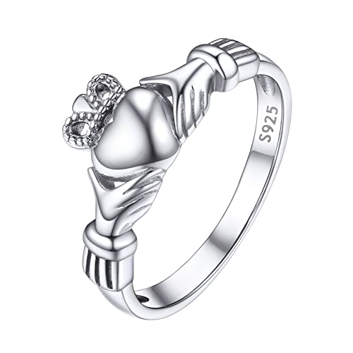 PROSILVER Damen Irische Claddagh Ring 925 Silber Größe 52 Freundschaftsring Minimalist Trauring Verlobungsring Ehering Hochzeit Schmuck von PROSILVER