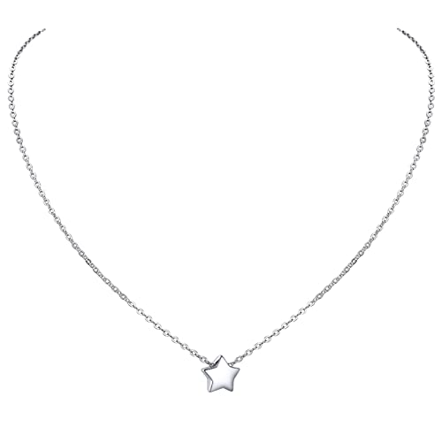 PROSILVER Damen Mädchen Collier Silber 925 Stern Charms Schlüsselbeinkette Vintage Stil Anhänger Halskette 41+5cm Minimalist Schmuck Accessoire für Geburtstag Jahrestag von PROSILVER