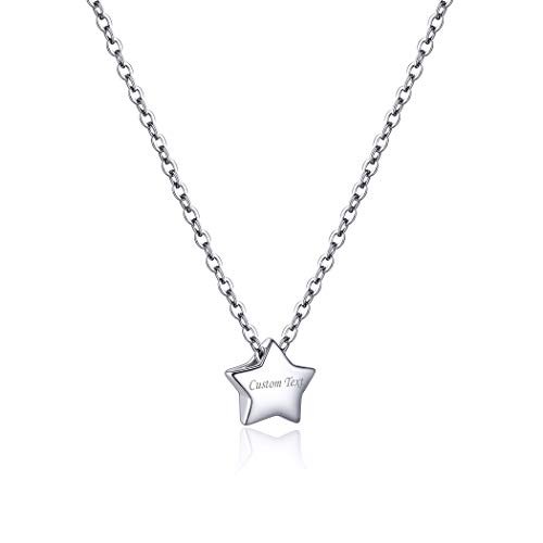 PROSILVER Damen Mädchen personalisiert Collier Silber 925 Stern Charms Schlüsselbeinkette Vintage Stil Anhänger Halskette 41+5cm Minimalist Schmuck Accessoire Geschenk für Geburtstag Jahrestag von PROSILVER