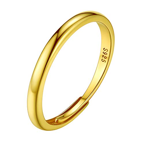 PROSILVER Damen Ring 925er Sterlingsilber Ring Simpel 18k vergoldet Bandring mit S925 Stempel für Mädchen simpel Ring Schmuck für Ehefrau Freundin von PROSILVER