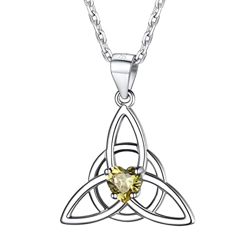 PROSILVER Damen Triquetra Knoten Anhänger Halskette 925 Silber Geburtsstein November Kette mit keltischer Dreiheitsknoten 45+5cm Rolokette Schmuck Accessoire von PROSILVER