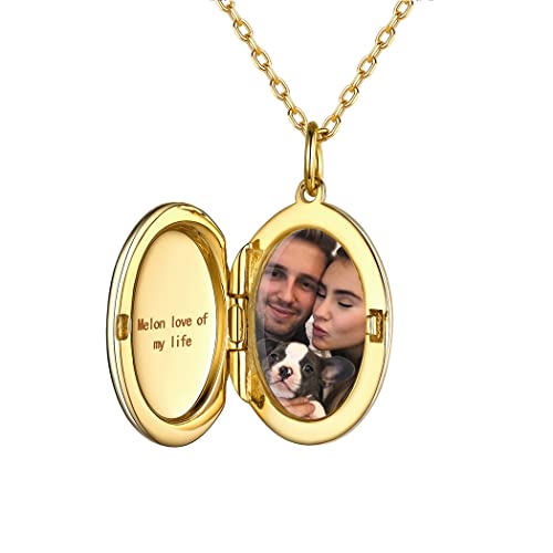 PROSILVER Damen aufklappbar Oval Medaillon zum Öffnen Silber 925 18k vergoldet personalisiert Oval Anhänger mit Foto Bilder Amulett Souvenir für Weihnachten Valentinstag von PROSILVER