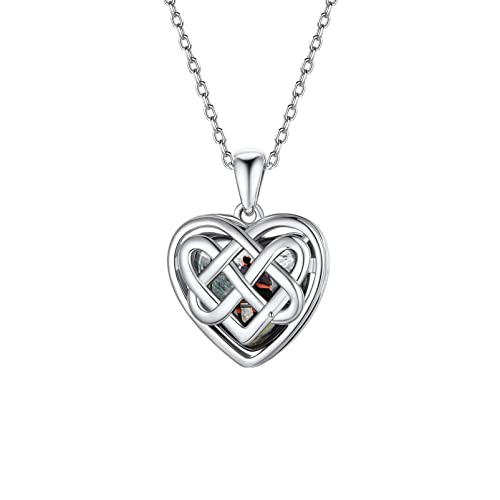 PROSILVER Damen personalisiert Keltischer Knoten Medaillon zum Öffnen mit Bild 925 Silber aufklappbar Herz Anhänger Halskette Foto Amulett Schmuck für Muttertag Valentinstag von PROSILVER