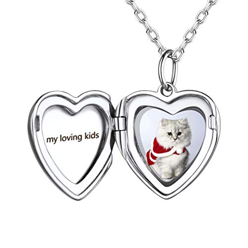 PROSILVER Damen personalisiert Medaillon zum Öffnen mit Bild 925 Silber aufklappbar Herz Anhänger Halskette Foto Amulett Floating Locket Schmuck für Muttertag Valentinstag von PROSILVER