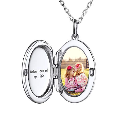 PROSILVER Damen personalisiert Medaillon zum Öffnen mit Bild 925 Silber aufklappbar Oval Anhänger Halskette Foto Amulett Floating Locket Schmuck für Muttertag Valentinstag von PROSILVER