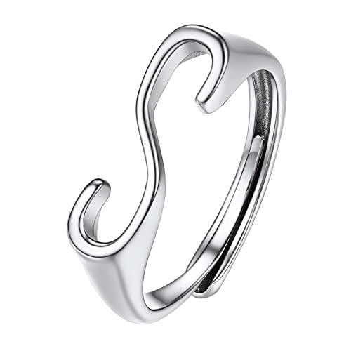 PROSILVER Damenring, verstellbar, Initiale, Sterling-Silber 925, verschlungener Ring mit Buchstabe A-Z, Metall von PROSILVER