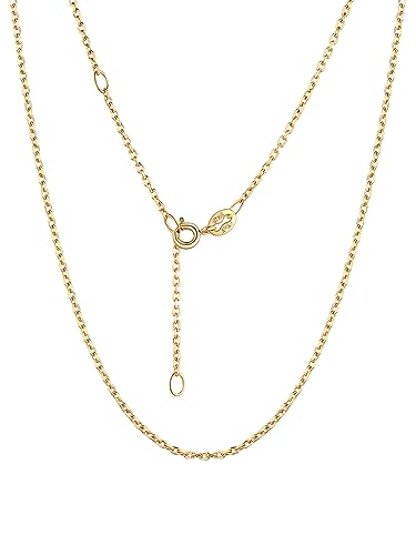 PROSILVER Feine Gold kette 1,5mm breit Damen Ankerkette Halskette 22k vergoldet Rolokette 55cm Minimalistischer Schmuck Accessoire für Frauen von PROSILVER