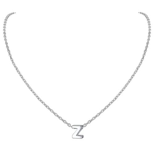 PROSILVER Halskette mit Buchstabe Z 925er Silber kleine Initiale Charms mit 40+5cm Rolokette schlichte Damen Schlüsselbein Kette Schmuck Accessoire für Valentinstag von PROSILVER