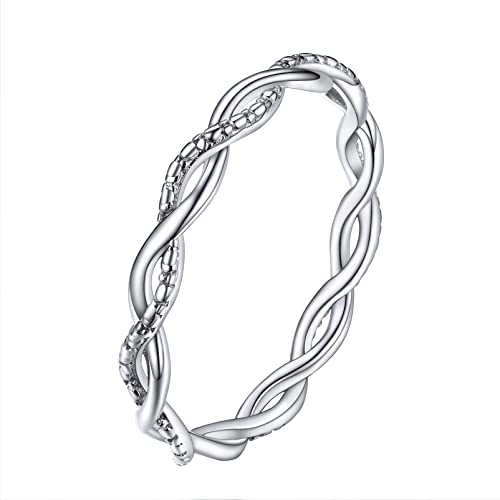 PROSILVER Herren Kordelring Verlobungsring 925er Silber Geflochten Wellen Vorsteckring Antragsring Freundschaftsring Ewigkeitsring Schmuck für Männer Ring Größe 64 von PROSILVER