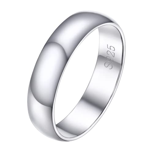 PROSILVER Herren Verlobungsring 925er Silber Minimalist 5mm glänzender Antragsring Hochzeitsring Memoirering Ewigkeitsring Schmuck für Männer Ring Größe 64 von PROSILVER