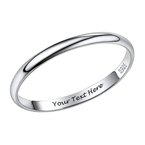 PROSILVER Herren personalisierte Trauring 925 Silber Minimalist Ring 2mm glänzender Ehering Verlobungsring Memoirering Ewigkeitsring Größe 62 Schmuck Accessoire für Männer von PROSILVER