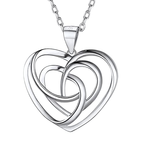 PROSILVER Keltischer Knoten Design Kette 925 Silber Liebesknoten Anhänger mit 46+5cm Rolokette Damen Mädchen Irische Amulett Schmuck für Valentinstag Geburtstag von PROSILVER