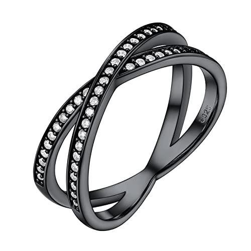 PROSILVER Klassische elegante Ringe in Pavé-Kreuzform, in 8 Größen erhältlich, Sterlingsilber, 17 (57mm), Silber von PROSILVER