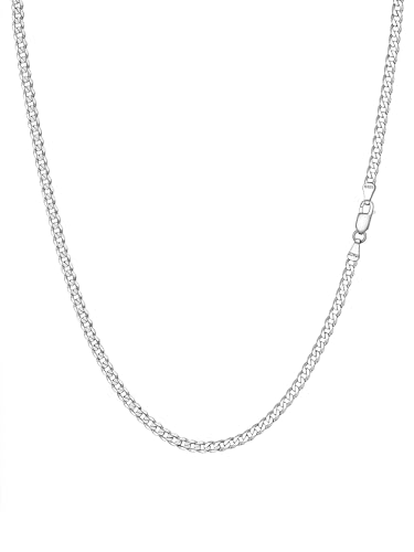 PROSILVER Panzerkette 925 Sterlingsilber 2,8mm breit Damen Herren Halskette Gliederkette 46cm/18 Kettelänge Minimalist Schmuck Accessoire für Männer Jungen von PROSTEEL