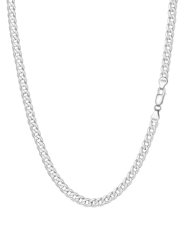 PROSILVER Panzerkette 925 Sterlingsilber 5mm breit Damen Herren Halskette Gliederkette 46cm/18 Kettelänge Minimalist Schmuck Accessoire für Männer Jungen von PROSTEEL