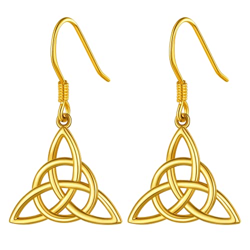 PROSILVER Silber 925 Knoten Hängeohrringe für Frauen Männer 18k vergoldet christlich trinitarischen Symbol Baumeln Ohrringe Ohr Schmuck Accessoire von PROSILVER