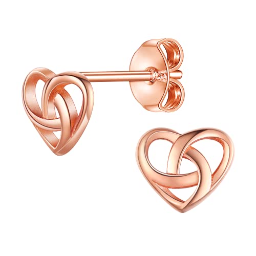 PROSILVER Silber 925 keltische Liebesknoten Ohrstecker für Mädchen Frauen Rosegold vergoldet Ihrischer Knoten Ohrringe Ohr Piercing Ohr Schmuck von PROSILVER