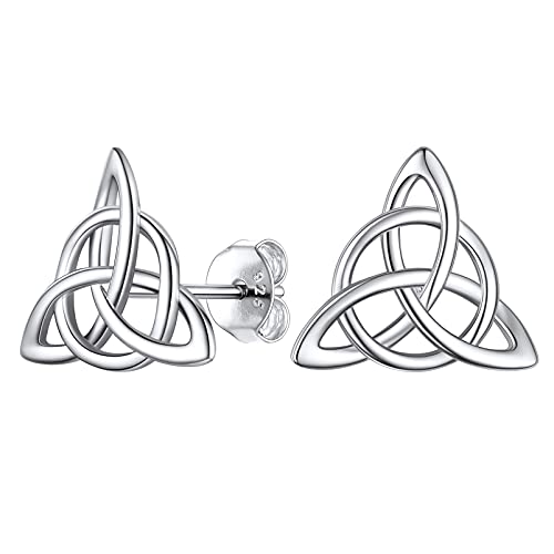 PROSILVER Knoten Ohrstecker 925 Silber Keltische Knoten Ohrpiercing christlich trinitarischen Symbol Ohr Schmuck Accessoire für Frauen von PROSILVER