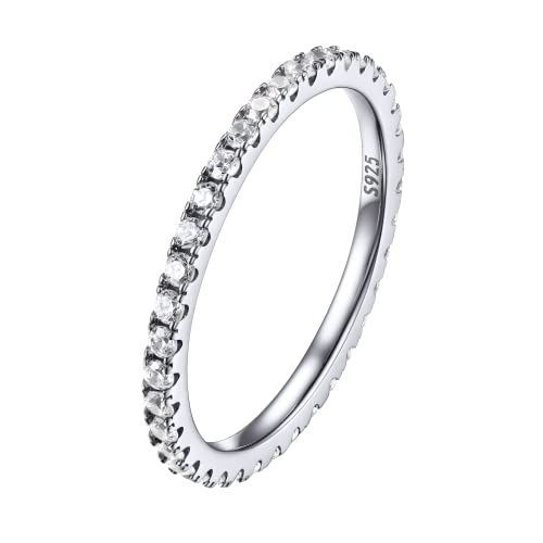 PROSILVER Verlobungsring 925 Sterlingsilber Größe 57 für Männer Frauen Weißen Zirkonia Eternity Ring Ehering Hochzeitsring Trauring Ewigkeitsring Finger Schmuck von PROSILVER