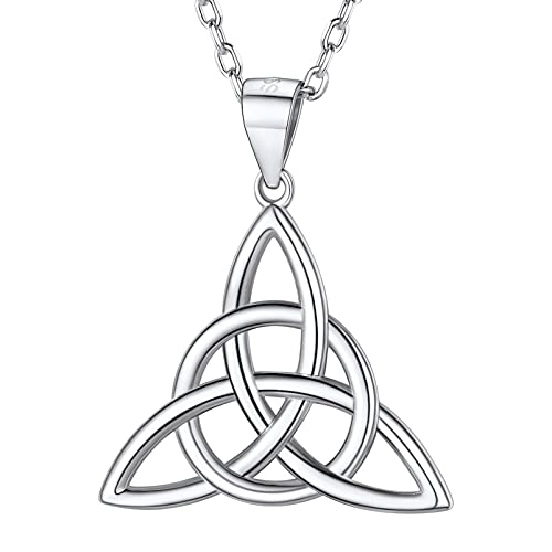 PROSILVER Vintage Dreiheitsknoten Halskette 925er Silber Irische Triquetra Knoten Anhänger mit 46+5cm Rolokette keltischen Amulett Schmuck Accessoire für Frauen Frauen von PROSILVER