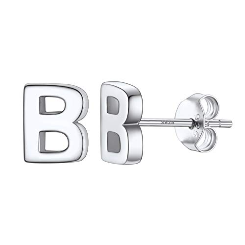 PROSILVER klassische Ohrstecker für Damen Herren 925 Sterling Silber Buchstabe B Ohrstecker kleine Alphabet Initiale Ohr Piercing Ear Studs Schmuck Accessoire für Party von PROSILVER