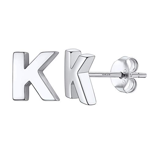 PROSILVER klassische Ohrstecker für Damen Herren 925 Sterling Silber Buchstabe K Ohrstecker kleine Alphabet Initiale Ohr Piercing Ear Studs Schmuck Accessoire für Party von PROSILVER