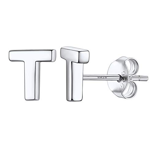 PROSILVER klassische Ohrstecker für Damen Herren 925 Sterling Silber Buchstabe T Ohrstecker kleine Alphabet Initiale Ohr Piercing Ear Studs Schmuck Accessoire für Party von PROSILVER