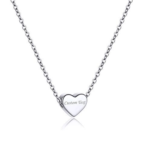 PROSILVER personalisiert Herz Anhänger Halskette 925er Sterling Silber Damen Schlüsselbeinkette 41+5cm Vintage Stil Collier Minimalist Schmuck Accessoire für Valentinstag Jahrestag von PROSILVER