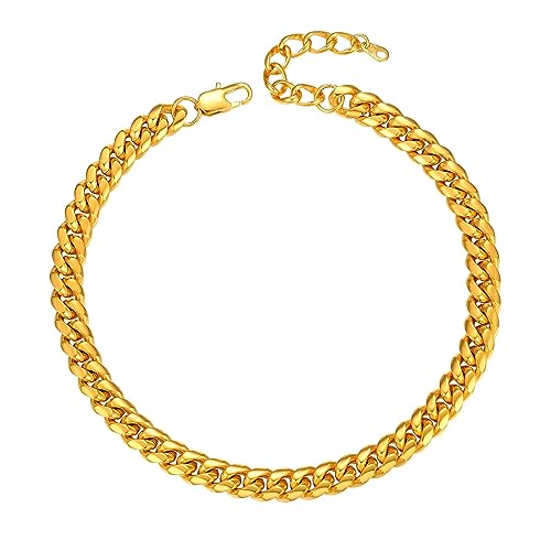 PROSTEEL 18k vergoldet Choker Kette 36cm kurze massiv Panzerkette 10mm breit verstellbare Damen Collier Street Style schwer Glieder Link Kette Modeschmuck für Mädchen Frauen von PROSTEEL