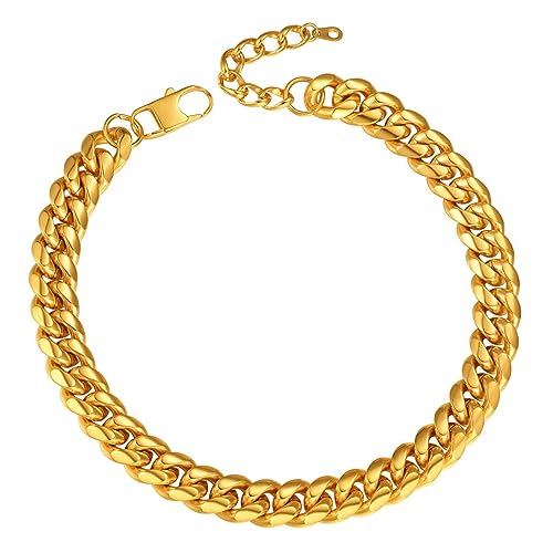 PROSTEEL 18k vergoldet Choker Kette 36cm Kurze massiv Panzerkette 14mm breit verstellbare Damen Collier Street Style schwer Glieder Link Kette Modeschmuck für Mädchen Frauen von PROSTEEL