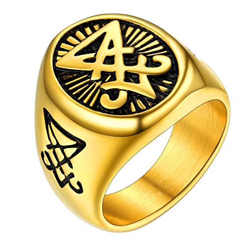 PROSTEEL 18k vergoldet Luzifer Symbol Ring Oval Siegelring Größe 67 (21.3) Größe 67 (21.3) von PROSTEEL
