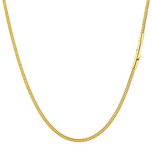 PROSTEEL 18k vergoldet Schlangenkette Halskette mit Sicherheitsverschluss 61cm/24 Damen Unisex 2mm dünne Kette Ersatzkette für Anhänger Trendiger Modeschmuck Accessoire von PROSTEEL