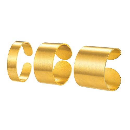 PROSTEEL 18k vergoldet offene Ringe Set für Damen Herren gebürstet verstellbar Bandringe Fingerringe Matt Ringe 5/10/17mm breit Eheringe Verlobungsringe für Valentinstag von PROSTEEL