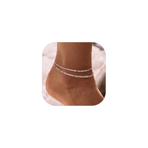 PROSTEEL 2 Stücke Fußkettchen damen, Edelstahl 2mm 3mm Büroklammer Fußkette 22cm lang, Sommer Fusskette für Frauen PROSTEEL 2 Stücke Fußkettchen damen, Edelstahl 2mm 3mm Büroklammer Fußkette 22cm lang, Sommer Fusskette für Frauen von PROSTEEL