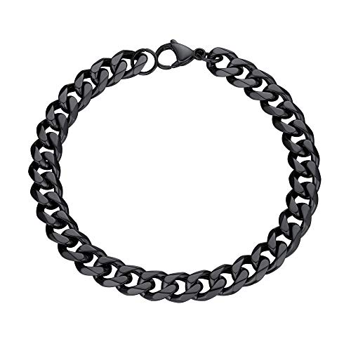 PROSTEEL 21cm Armkette schwarz Edelstahl Panzerkette Armband 9mm Hip Hop Herren kubanische Gliederarmband Bracelet Jungen Männer Modeschmuck Geschenk für Weihnachten Neujahr von PROSTEEL