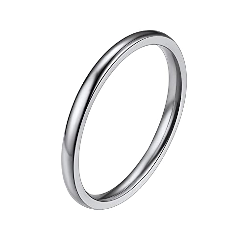 PROSTEEL 2mm breit Band Ring Edelstahl hochglanzpoliert Partnerring Ehering schlicht Damen Verlobungsring Trauring Modeschmuck für Hochzeit Jahrestag, Größe 52 von PROSTEEL