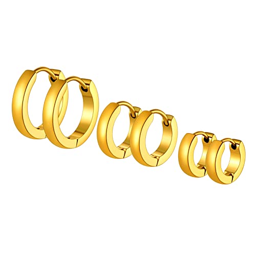 PROSTEEL 3 Paare 7mm 9mm 12mm Ohrringe Set 18k vergoldet Huggie Creolen klein Kreolen Ohrringe Punk Gotik Ohr Piercing Unisex Modeschmuck Accessoire für Party PROSTEEL 3 Paare 7mm 9mm 12mm Ohrringe Set 18k vergoldet Huggie Creolen klein Kreolen Ohrringe Punk Gotik Ohr Piercing Unisex Modeschmuck Accessoire für Party von PROSTEEL