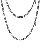 PROSTEEL 4mm breit Hip Hop Figarokette 20"/51cm Herren Jungen glänzend Halskette schwarz 1+3 Gliederkette Damen Herren Modeschmuck Accessoire von PROSTEEL