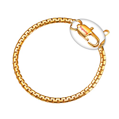 PROSTEEL 4mm breit massiv Ankerkette Herren personalisiert Armband 18k vergoldet Erbskette Name Gravur Gliederkette Armband Biker Punk Rock Schmuck 20 cm/Gold von PROSTEEL