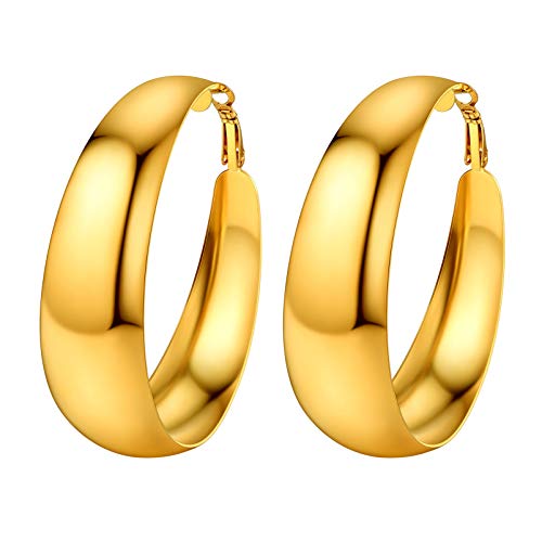 PROSTEEL 60mm Creolen für Damen Mädchen 18k vergoldet Runde Kreolen Ohrringe Glänzend Blatt Design Kreis Ohrringe Modeschmuck Accessoire für Freundin Mutter Schwester von PROSTEEL