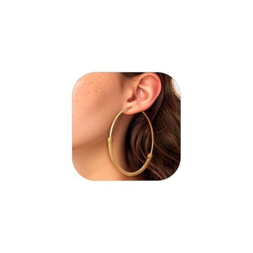 PROSTEEL 80mm große Runde Ohrringe für Damen Mädchen 18k vergoldet einzigartiges Design Creolen Hoop Ohrringe Hoop Earrings trendige Kreolen Schmuck Accessoire von PROSTEEL